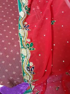 Red Stone Work Saree