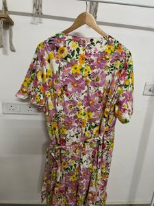 Multi Floral Wrap Cotton Dress (PLUS SIZE)