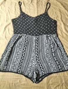 Black &amp; White Boho Print Playsuit