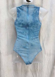 112812. Blue Floral Lace Bodysuit