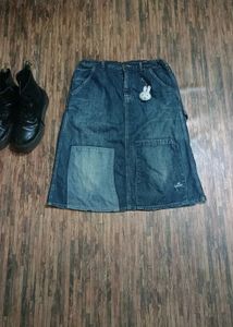 Y2K Vintage Denim Mid Length Skirt For Women