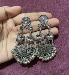 Silver Elephant Dangle Earrings