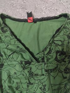 Rockstar Gf Nana Coded Green Printed Tee