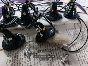 Handmade Wizard/Witch Hat Clay Charm Necklace
