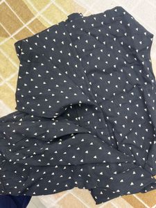 Black Trousers Printed Flared