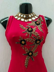 High Neck Mirror Work Kurti
