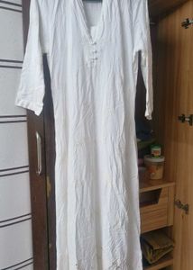 White Chikankari Long Dress