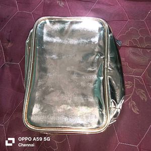 Shiny Gold Makeup Bag