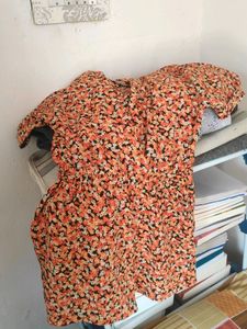 Oxolloxo Playsuit  Orange And Black Floral Print