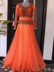 Elegant Coral Ethnic Gown