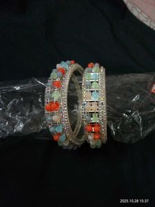 Beaded Silver Bangles