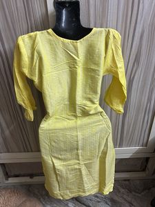 Yellow Embroidered Kurti