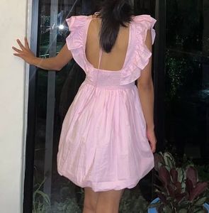 Pink Ruffle Mini Dress