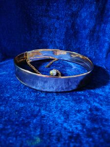 Gold-tone Bangle Bracelet with Chain