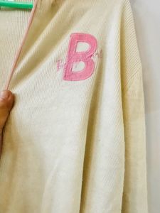 White Sweater With Pink Lining