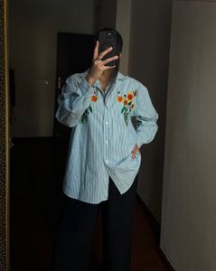 SUNFLOWER Embroidered Vintage Stripe Shirt 🌻
