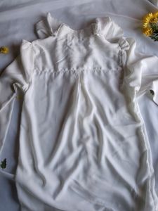 White Ruffle Formal Top