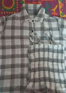 Plaid Shirt &amp; Top Set