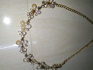 Pearl and Rhinestone Floral Necklace