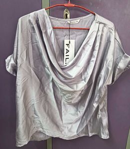 Elegant Gray Cowl Neck Top