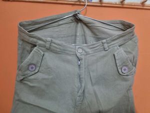 Khaki Cotton-Blended Cargo Pant