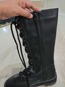 H&amp;M Black Chunky Lace Boots