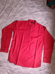 Red Band Collar Kurta