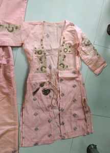 Embroidered Peach Salwar Kameez Suit