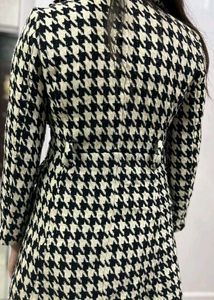 Chic Houndstooth Double-Breasted Coat