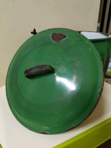 Vintage Greenteal Enamel Pot Rustic Decor