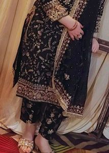 full dabka hand work suit with dupatta and trouser