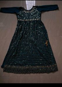 Teal Geometric Embroidered Salwar Kameez