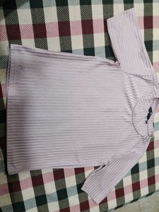 Lilac Ribbed Short Sleeve Top