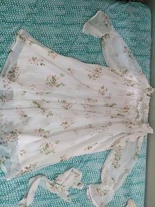 White Georgette Floral Top and Belt