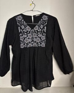 Black Embroidered Top