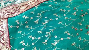 Green Embroidered Saree