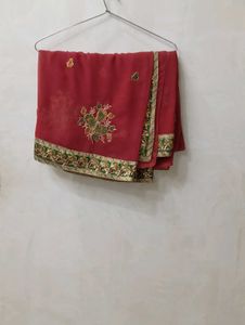 Maroon Embroidered Saree