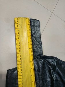 Chic Black Faux Leather Mini Dress Size L