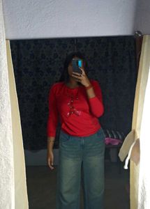 Red Embellished Top