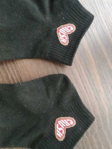 Black Socks with Heart Detail