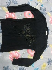 Elegant Black Embellished Sweater