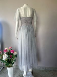 GREY PREMIUM TULLE-lace gown