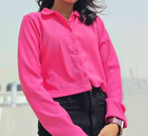 Tokyo Talkies Shirt Style Crop Top
