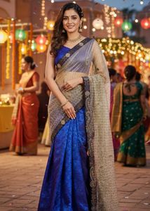 “Royal Blue Radiance – The Festive Elegance Saree”
