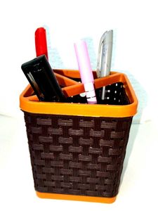 Brown &amp; Orange Woven Basket