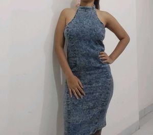 Denim Halter Bodycon Dress