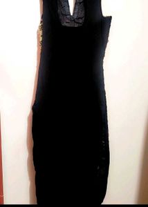 Black Golden Party Wear Kurta &amp; Dupatta 32 Bust