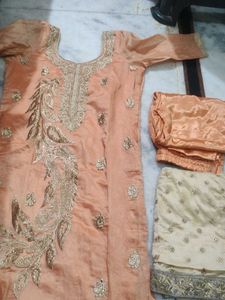 Peach Embroidered Salwar Suit