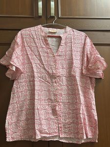 White And Red Printed Top