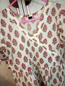 Floral Print Cotton short round kurti